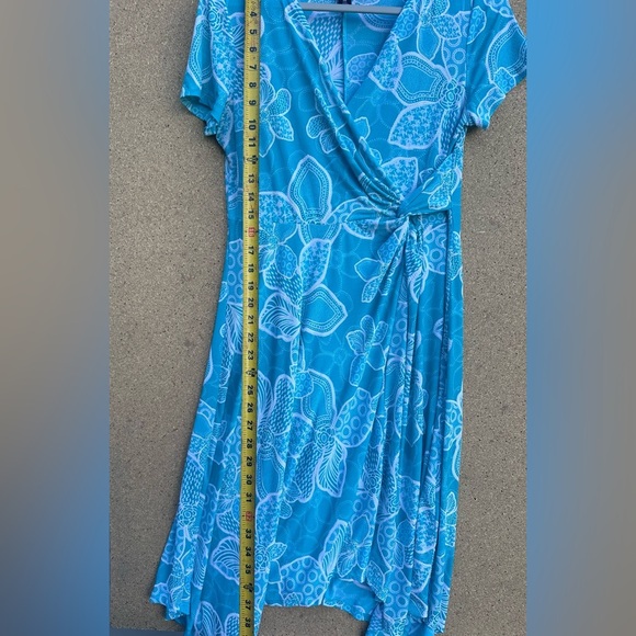 Blue Flutter Sleeve V-Neck Sundress Perceptions Size Medium - Picture 9 of 9